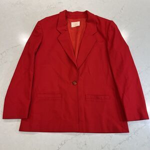 Pendleton Vintage Womens‎ Sz 14 Red 1 Button 100% Virgin Wool USA Blazer Jacket